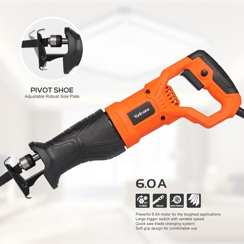 120V Reciprocating Saw, 6.0 Amp Variable Speed Corded Reciprocating Saw with 3/4" Stroke Length, 2800RPM and 2-1/2" Max for Wood, Metal, PVC Pipe Cutting in Saudi Arabia