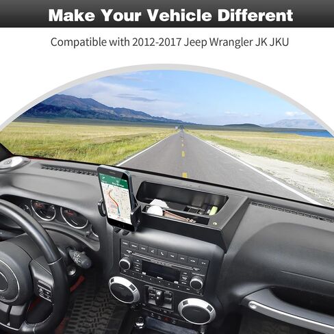 مجموعة نظام صينية تخزين الهاتف المحمول متعددة التركيب من CheroCar JK تناسب 2007-2011 Jeep Wrangler JK JKU، ملحقات داخلية لصندوق منظم، أسود-K in Saudi Arabia