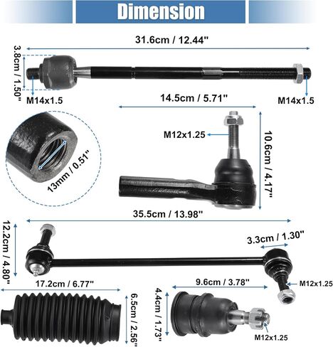 X AUTOHAUX 10 قطع أمامية Sway Bar Link Tie Rod End Links مجموعة وصلة كروية سفلية لـ Dodge Grand Caravan 2001-2004 لكرايسلر Town & Country Voyager Stabilizer Bar Link Tie Rod End مع التمهيد in Saudi Arabia