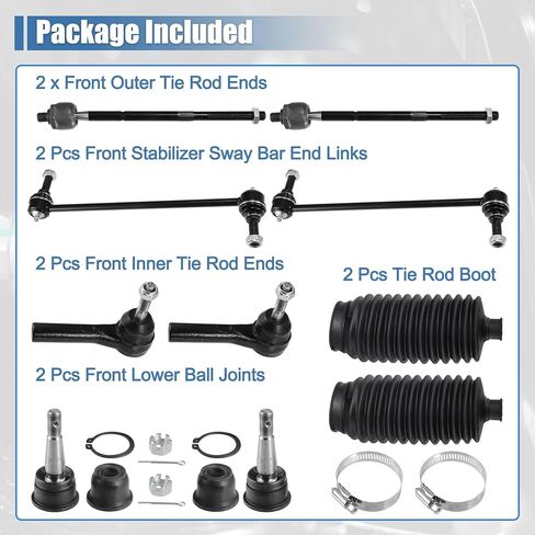 X AUTOHAUX 10 قطع أمامية Sway Bar Link Tie Rod End Links مجموعة وصلة كروية سفلية لـ Dodge Grand Caravan 2001-2004 لكرايسلر Town & Country Voyager Stabilizer Bar Link Tie Rod End مع التمهيد in Saudi Arabia