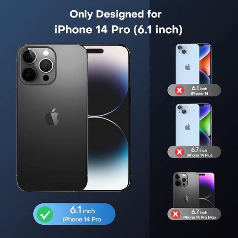 TAURI [جراب مغناطيسي 5 في 1 لهاتف iPhone 14 Pro [حماية من السقوط من الدرجة العسكرية] مع واقي شاشة 2X + واقي عدسة الكاميرا 2X، مقاس نحيف شفاف مصمم لجراب Magsafe - شفاف in Saudi Arabia