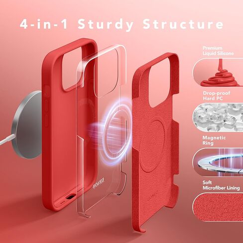 حافظة مغناطيسية لهاتف iPhone 13 Pro، متوافقة مع MagSafe، [واقي شاشة + حماية للكاميرا]، حافظة هاتف نحيفة من السيليكون السائل المقاوم للصدمات مقاس 6.1 بوصة، بطانة ناعمة من الألياف الدقيقة المضادة للخدش، أخضر كالكي in Kuwait