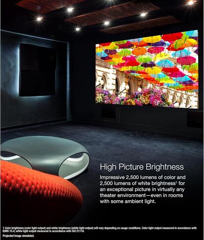 جهاز عرض ليزر Epson Home Cinema LS11000 4K PRO-UHD، HDR، HDR10+، 2500 لومن اللون والسطوع الأبيض، HDMI 2.1، عدسة آلية، تغيير العدسة، التركيز، التكبير، 3840 × 2160، 120 هرتز، المسرح المنزلي (متجدد) in Saudi Arabia