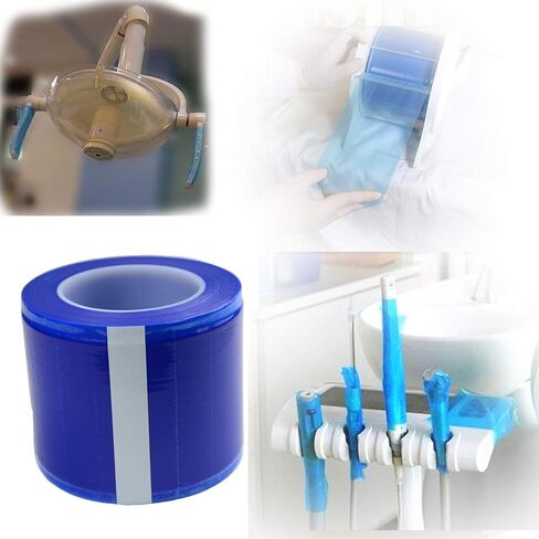 1200 Sheets Barrier Tape Film Roll Tattoo Plastic Wrap, 4 x 6 Inch Disposable Protective PE Film Barrier Tape, Adhesive Barrier Tape Sheets for Surfaces Protection Cleaning (Blue) in Saudi Arabia