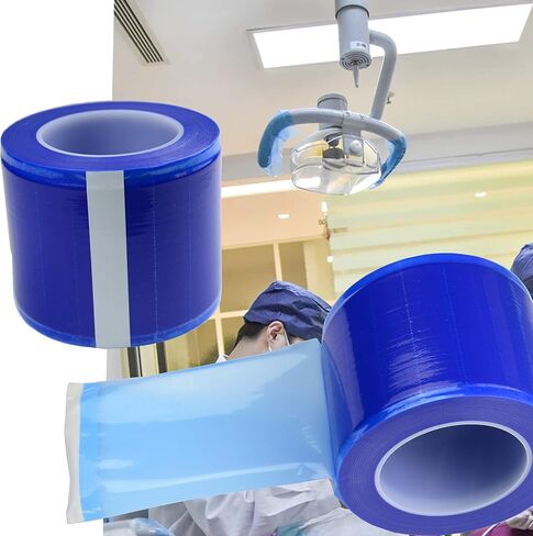 1200 Sheets Barrier Tape Film Roll Tattoo Plastic Wrap, 4 x 6 Inch Disposable Protective PE Film Barrier Tape, Adhesive Barrier Tape Sheets for Surfaces Protection Cleaning (Blue) in Saudi Arabia