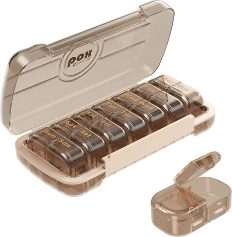 HBlife Weekly Pill Organizer and Dispenser 2 Times a Day, Daily AM and PM Travel Pill Box Container 7 Days for Vitamins, Medication, Supplements and Fish Oil, Dustproof Medicine Divider Case (Clear) in Saudi Arabia