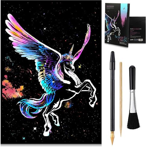 Scratch Art Rainbow Painting Paper, DIY Crafts Arts Womens Hobbies, Engraving Scratch Painting Scratchboard, Christmas Birthday Gift 16 x 11.2inch with Tools Pen (Mount Fuji) in Saudi Arabia
