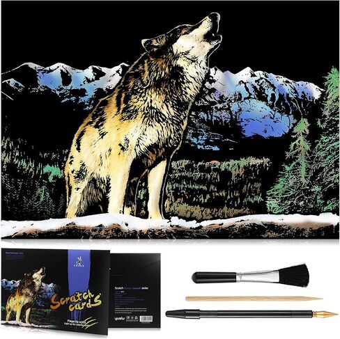 Scratch Art Rainbow Painting Paper, DIY Crafts Arts Womens Hobbies, Engraving Scratch Painting Scratchboard, Christmas Birthday Gift 16 x 11.2inch with Tools Pen (Mount Fuji) in Saudi Arabia