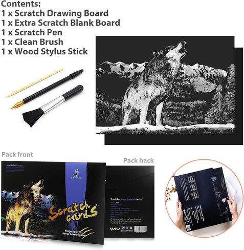 Scratch Art Rainbow Painting Paper, DIY Crafts Arts Womens Hobbies, Engraving Scratch Painting Scratchboard, Christmas Birthday Gift 16 x 11.2inch with Tools Pen (Mount Fuji) in Saudi Arabia