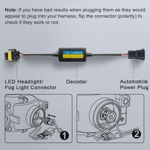 H8/H9/H11 LED مكثف مضاد للوميض رمز خطأ الكمبيوتر تحذير Canceller LED المقاوم Canbus فك (حزمة من 2) in Kuwait