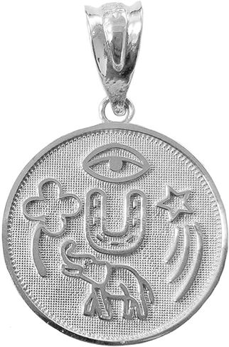 .925 Sterling Silver Lucky Charm Round Coin Medal Talisman Pendant - Pendant Only in Saudi Arabia