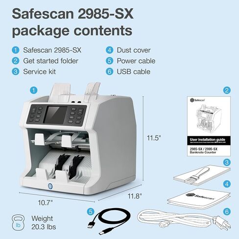 Safescan 2885-S Money Counter Machine with Counterfeit Detection, Multi-Currency, Mixed Denomination, Bank Quality, High-Speed Counts and Sorts 1,200 Bills per Minute, 7 Point Counterfeit Check in Saudi Arabia