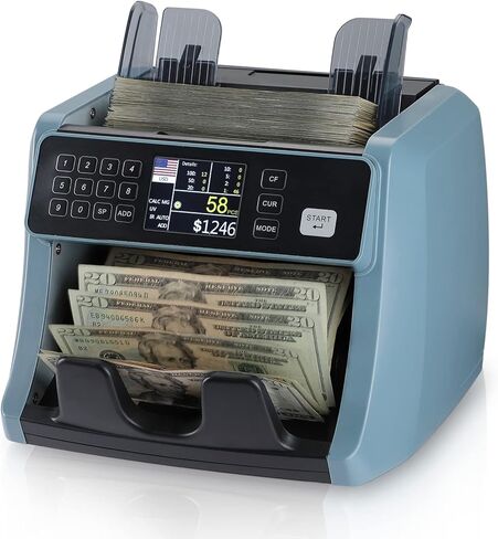 MUNBYN IMC05 Money Counter Machine, Count Value of Bills, UV/IR/MG/DD Detection, Add with Batch Mode Cash Counting Machine, Vertical Design, LCD Display, 1200 Bills/Min Speed, 2 Years Warranty in Saudi Arabia