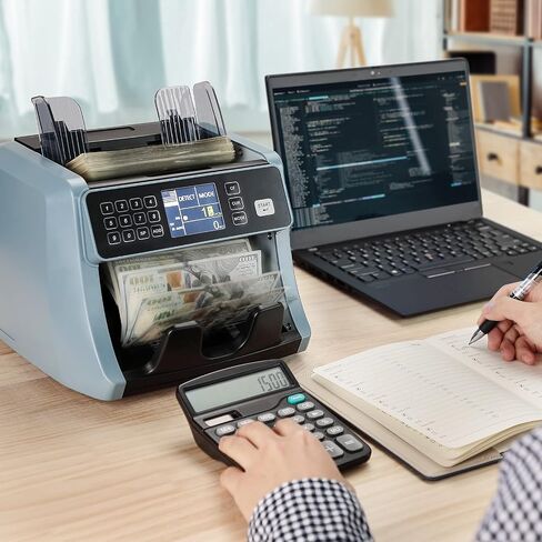 MUNBYN IMC05 Money Counter Machine, Count Value of Bills, UV/IR/MG/DD Detection, Add with Batch Mode Cash Counting Machine, Vertical Design, LCD Display, 1200 Bills/Min Speed, 2 Years Warranty in Saudi Arabia