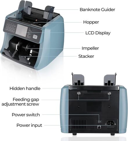MUNBYN IMC05 Money Counter Machine, Count Value of Bills, UV/IR/MG/DD Detection, Add with Batch Mode Cash Counting Machine, Vertical Design, LCD Display, 1200 Bills/Min Speed, 2 Years Warranty in Saudi Arabia