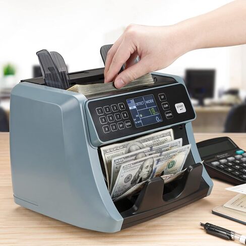 MUNBYN IMC05 Money Counter Machine, Count Value of Bills, UV/IR/MG/DD Detection, Add with Batch Mode Cash Counting Machine, Vertical Design, LCD Display, 1200 Bills/Min Speed, 2 Years Warranty in Saudi Arabia