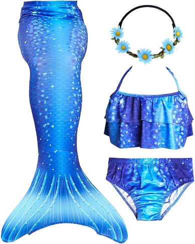 GALLDEALS Mermaid Bikini Set Swimsuit for Swimming Cosplay Costume Bathing Suit for Kids Girls (No Monofin) in Kuwait