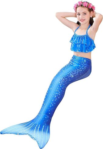 GALLDEALS Mermaid Bikini Set Swimsuit for Swimming Cosplay Costume Bathing Suit for Kids Girls (No Monofin) in Kuwait