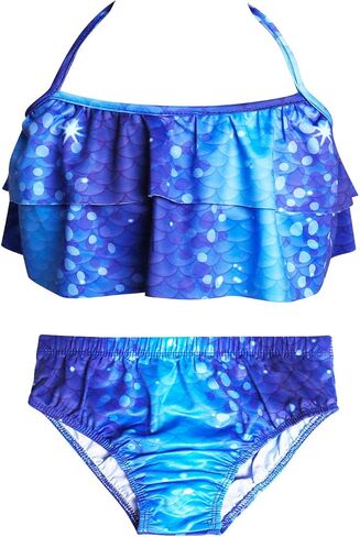 GALLDEALS Mermaid Bikini Set Swimsuit for Swimming Cosplay Costume Bathing Suit for Kids Girls (No Monofin) in Kuwait