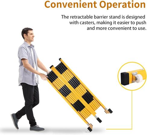حاجز قابل للتوسيع مع عجلات، حاجز أمان مرن بطول 16 قدمًا، سياج مروري قابل للسحب، بوابة أمان خارجية قابلة للطي لبناء الطرق، التحكم في حركة المرور، المرآب in Kuwait