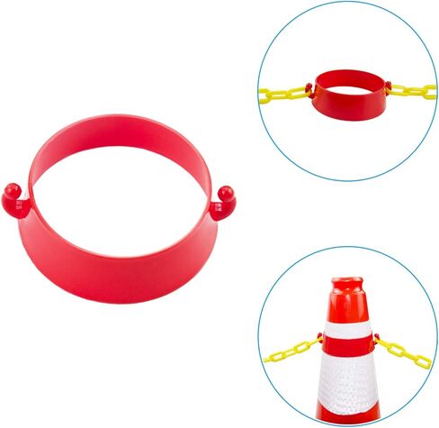 سلسلة حاجز أمان بلاستيكي أصفر بطول 50 قدمًا مع 12 خطافًا على شكل حرف S و12 مشبك حلقة تسلق ومجموعتين من موصلات السلسلة المخروطية | تحذير سلسلة أمان سلسلة أمان للتحكم في الحشود، وجلسات البناء in Kuwait