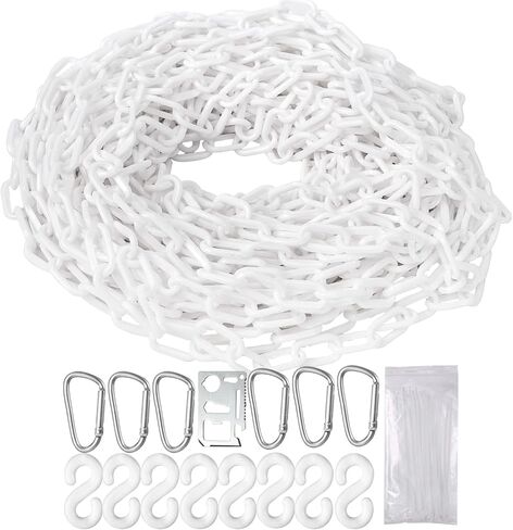 Plastic Chain Links Plastic Barrier Chain for Crowd Control Barriers Parking Barrier Safety Chain Plastic Halloween Chain, White, 32 50 65 feet in Saudi Arabia