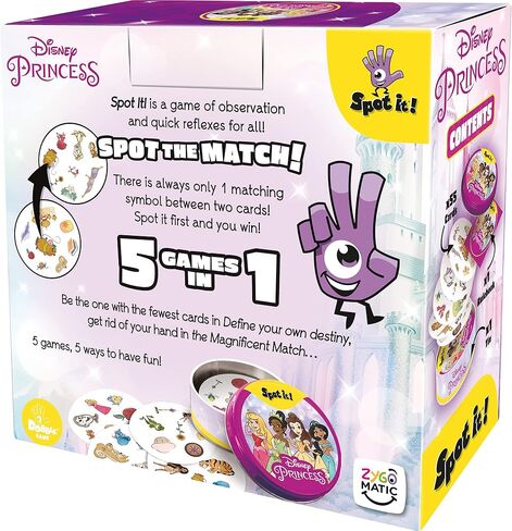 بقعة الوجني! لعبة بطاقات أميرات ديزني | لعبة مراقبة مطابقة الرموز سريعة الخطى | لعبة مرئية | لعبة عائلية ممتعة للأطفال والكبار | العمر 4+ | 2-8 لاعبين | متوسط وقت اللعب 15 دقيقة | صنع in Kuwait