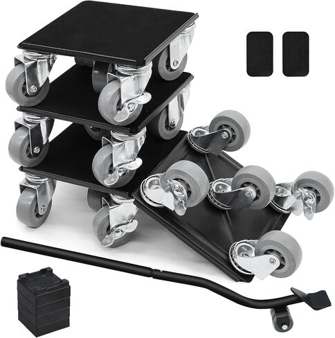 5 Wheel Heavy Furniture Movers 360°Rotation Wheels 2 Brakes, 5.4x5.4 Inch Carbon Steel Mix Up to 1320LB/600KG Sofas Refrigerators Beds in Saudi Arabia