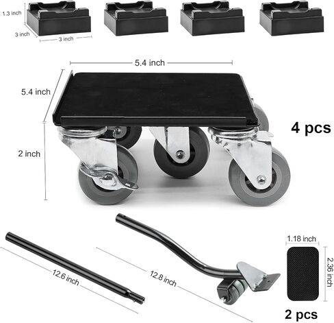 5 Wheel Heavy Furniture Movers 360°Rotation Wheels 2 Brakes, 5.4x5.4 Inch Carbon Steel Mix Up to 1320LB/600KG Sofas Refrigerators Beds in Saudi Arabia