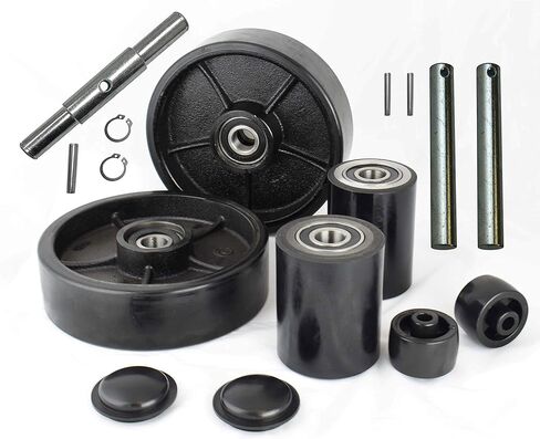 مجموعة كاملة من رافعة البليت/الشاحنة باللون الأسود مع المحور الخلفي، وعجلات القيادة 7 × 2 زوج، وبكرة تحميل أمامية 2.75 بوصة × 3.75 بوصة مع محامل معرف 20 مم بولي مداس أسود مع أسطوانة خروج الدخول وأغطية واقية in Kuwait