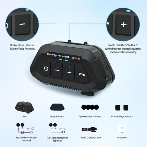 خوذة دراجة نارية بلوتوث صوت واضح بلوتوث 5.3 CVC إلغاء الضوضاء خوذة ستيريو سماعة رأس بخاصية البلوتوث 1200 Mah 120h وقت اللعب Ip67 مقاوم للماء بلوتوث دراجة نارية سماعة in Kuwait
