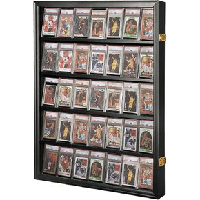 حافظة عرض بطاقات رياضية متدرجة - حافظة عرض بطاقة بيسبول 35 - إطار قابل للقفل لبطاقة التداول مع حماية من الأشعة فوق البنفسجية لبطاقات هوكي كرة القدم وكرة السلة، أسود in Kuwait