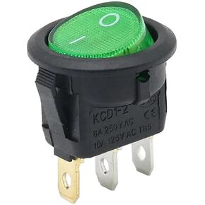 مفتاح Round Round Rocker Rocker ، Green Mlurnated ، 3-Pin ، 16A ، 12V/220V AC DC متوافق ، السكن الأسود ، التحكم في الطاقة (Red 220V) in Kuwait