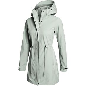 GEMYSE Women's Waterproof Softshell Long Jacket with Hood Windproof Rain Coat Lightweight Windbreaker in Kuwait