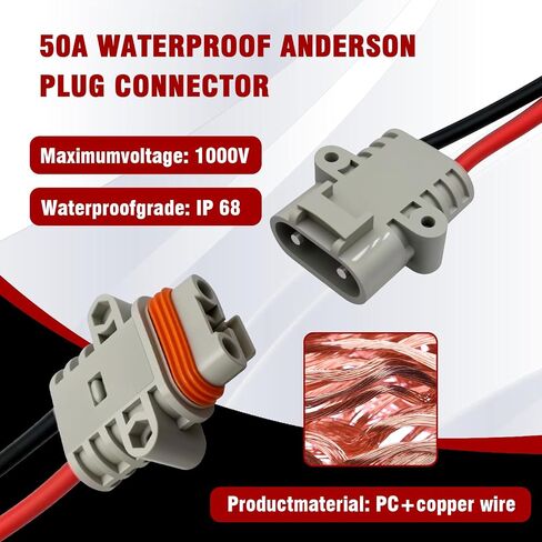 8AWG 50A Connector Connector Kit Haterproof ، قابس بطارية سريع التوصيل للشاحنات ، RVS ، الطاقة خارج الشبكة والمعدات الخارجية ، بناء متين من الدرجة OEM in Saudi Arabia