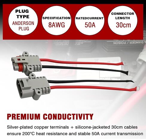 8AWG 50A Connector Connector Kit Haterproof ، قابس بطارية سريع التوصيل للشاحنات ، RVS ، الطاقة خارج الشبكة والمعدات الخارجية ، بناء متين من الدرجة OEM in Saudi Arabia