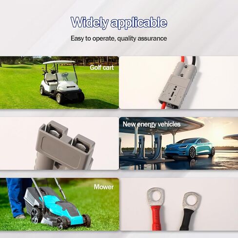 2pcs Qofioeuo بطارية Quick Connector 50A شحن الشوكة الكهربائية المكونات 600V ، مع حلقة O ، كابلات 0.98 قدم ، لسيارة البطارية ، العاكس ، الجرار ، سيارات المعالم السياحية ، Moto (9AWG/50A/حزمة 2) 2) in Kuwait