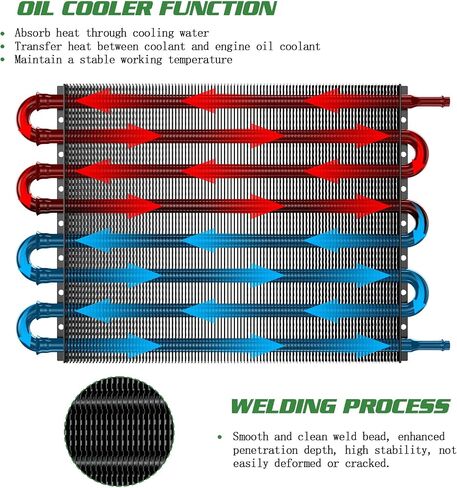 Universal 5/16" Transmission Oil Cooler Kit, Aluminium alloy 8 Pass Tube and Fin Oil Cooler Kit with Hose Mounting Kit, Black in Saudi Arabia