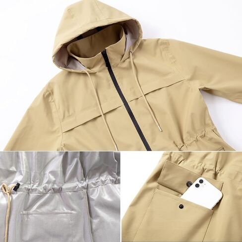 Women Waterproof Hooded Rain Jacket Outdoor Long in Saudi Arabia