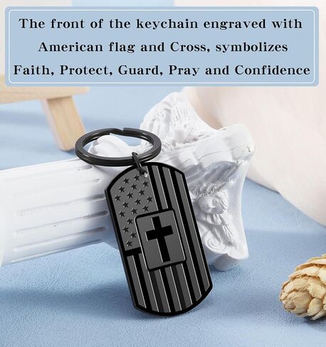 Christian Gifts for Men Boys, Bible Verse Dog Tag Cross Keychain for Birthday Christmas, First Communion Baptism Gifts in Kuwait