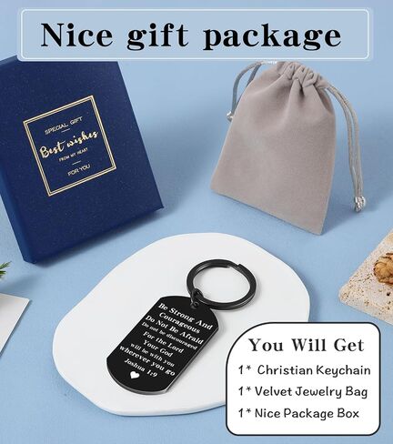 Christian Gifts for Men Boys, Bible Verse Dog Tag Cross Keychain for Birthday Christmas, First Communion Baptism Gifts in Kuwait
