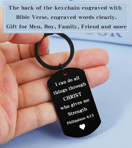 Christian Gifts for Men Boys, Bible Verse Dog Tag Cross Keychain for Birthday Christmas, First Communion Baptism Gifts in Kuwait