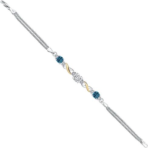 Gem Stone King 925 Silver and 10K Yellow Gold Moissanite and London Blue Topaz and Lab Grown Diamond Bracelet For Women (2.51 Cttw, Cushion 6MM, 6.5/7/7.5 Inch, Made in Italy) in Saudi Arabia