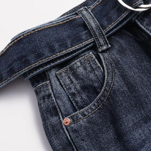 Girls' Wide Waistband Wide Leg Jeans Mid Waist Fashion Design Jeans Adjustable Waistband in Saudi Arabia