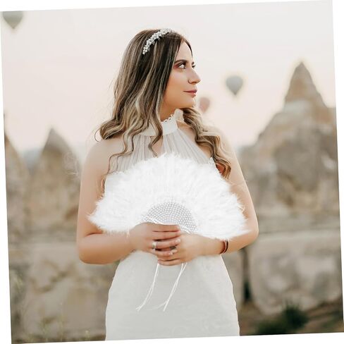 Artibetter Bridal Plume Fan for Weddings Handheld Wedding Decor Fan Unique Design for Costume Parties and Dance Events for Lasting Use in Saudi Arabia