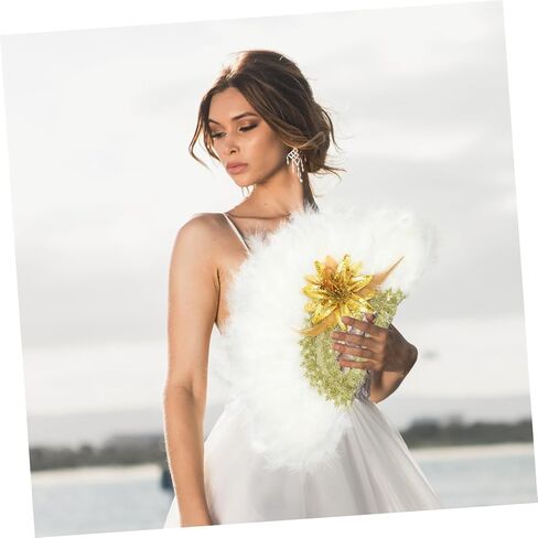 jojofuny Wedding Plume Fan for Women Unique Handheld Fan for Bridal Parties Stage Performances Photography Props for Weddings Celebrations in Saudi Arabia