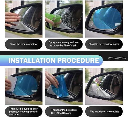 2 PCS Car Side Mirror Tint, Waterproof and Anti-Glare Rear View Mirror Film, High-Definition Anti-Fog Protective Film, Universal Automobile Rearview Mirror Rainproof Film (Transparent) in Saudi Arabia
