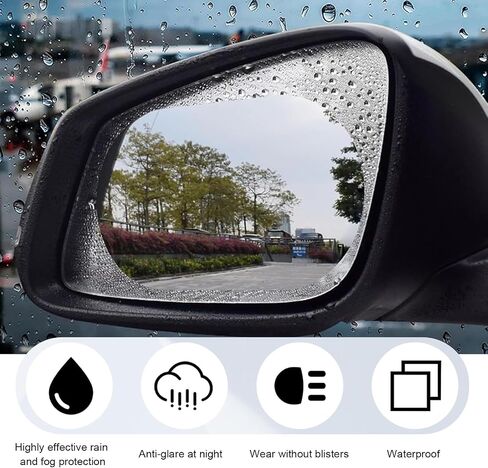 2 PCS Car Side Mirror Tint, Waterproof and Anti-Glare Rear View Mirror Film, High-Definition Anti-Fog Protective Film, Universal Automobile Rearview Mirror Rainproof Film (Transparent) in Saudi Arabia