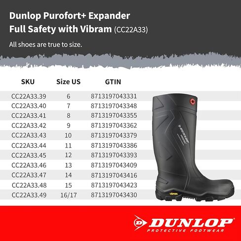 DUNLOP Protective Footwear, CC22A33, Purofort+ Expander Full Safety with Vibram Sole, 100% Waterproof, PVC, Lightweight and Durable in Saudi Arabia