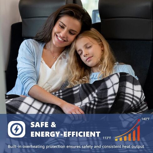 Heated Car Blanket DC12V-24V Electric Blanket for Car Camping, Portable Washable Heated Blanket with Timer, 3 Heat Settings, Heated Throw Blanket for Road Trip (Gray + Pillowcase) in Saudi Arabia